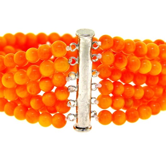 14k Coral Orange multi Strand Bracelet. - Picture 3 of 3